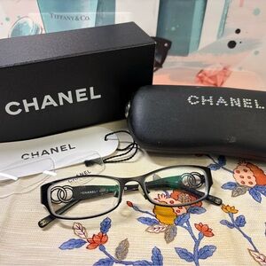 Chanel Eyeglasses Frames 2106 334 Stainless Steel Black Silver Authentic